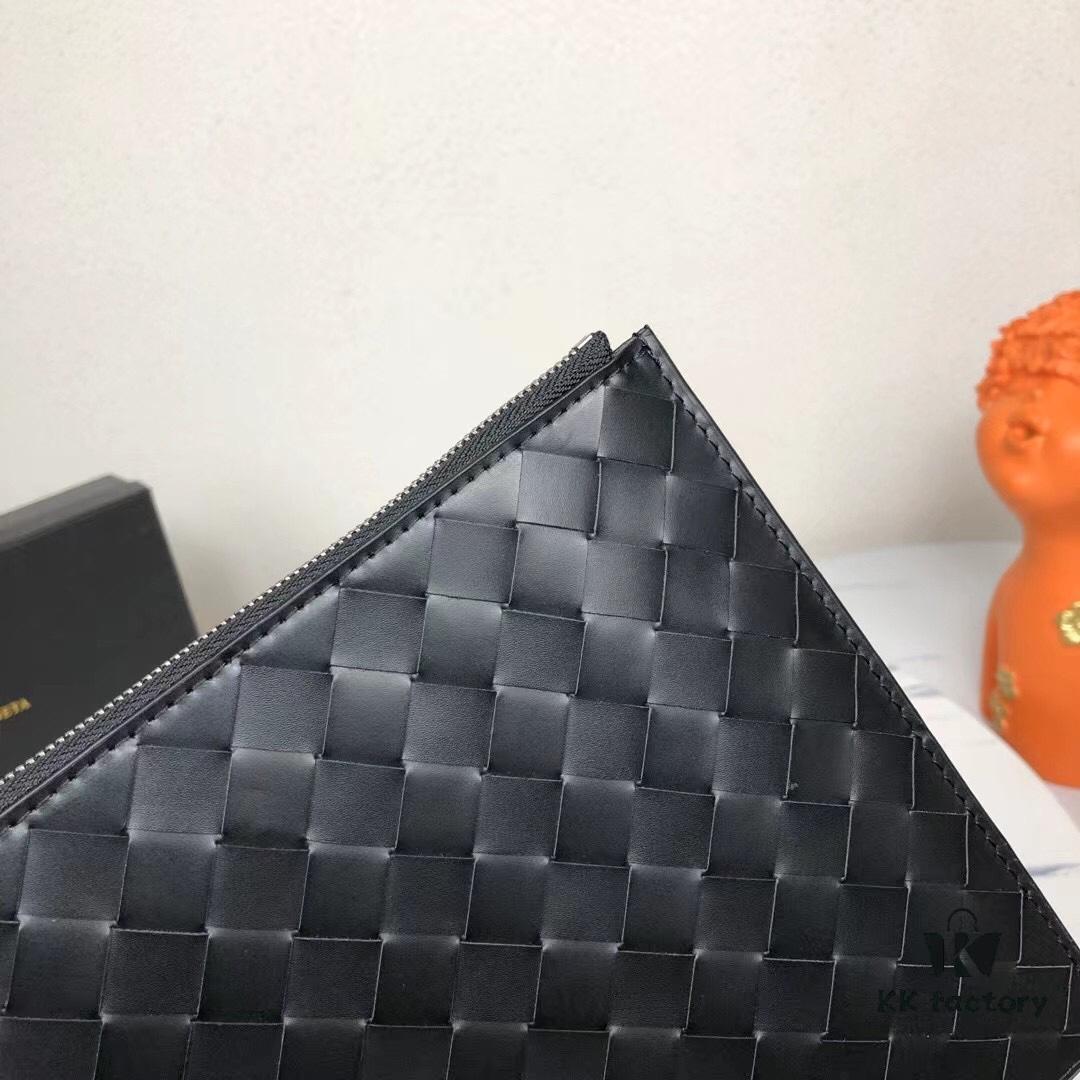 Luxury Handcrafted Waxed Cowhide Clutch with Box - Premium Imported Custom Leather, New Braided Design, Develops Rich Patina Over Time