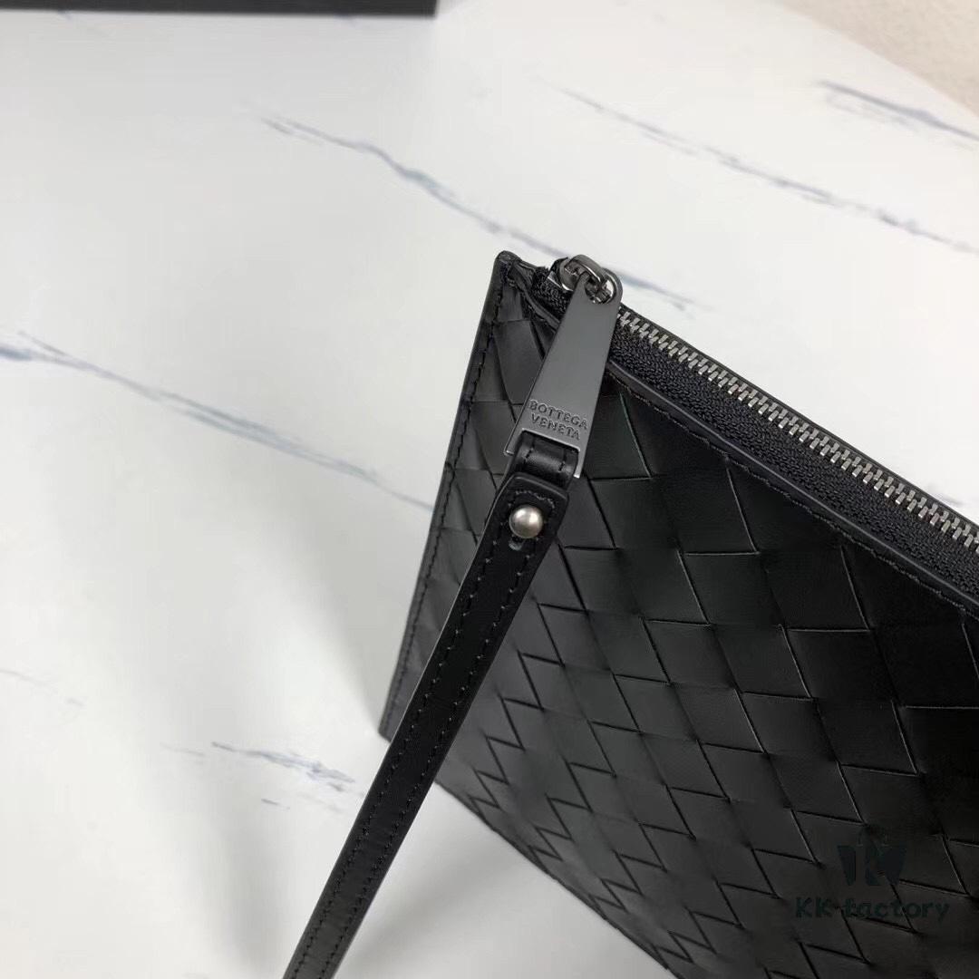 Luxury Handcrafted Waxed Cowhide Clutch with Box - Premium Imported Custom Leather, New Braided Design, Develops Rich Patina Over Time