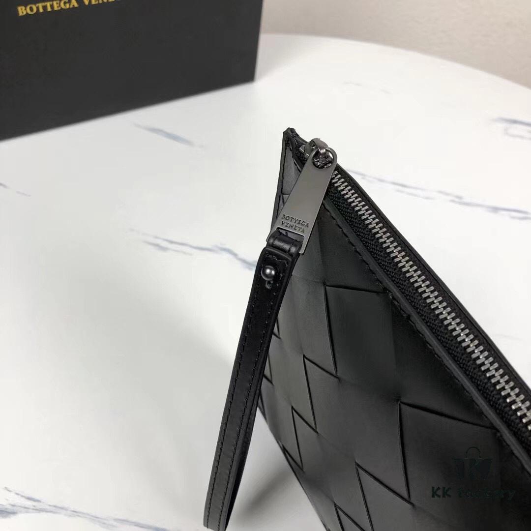 Luxury Handcrafted Waxed Cowhide Clutch with Box - Premium Imported Custom Leather, New Braided Design, Develops Rich Patina Over Time