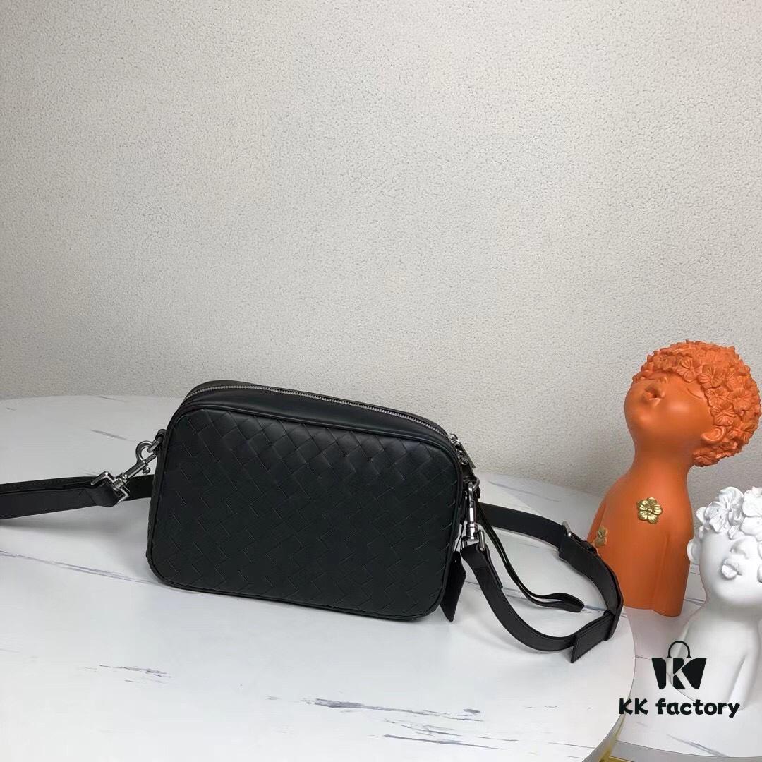 BVlntrecciato Woven Leather Crossbody & Clutch Bag with Zipper Closure