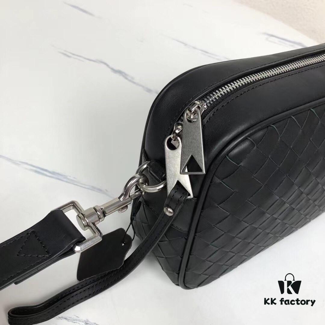 BVlntrecciato Woven Leather Crossbody & Clutch Bag with Zipper Closure