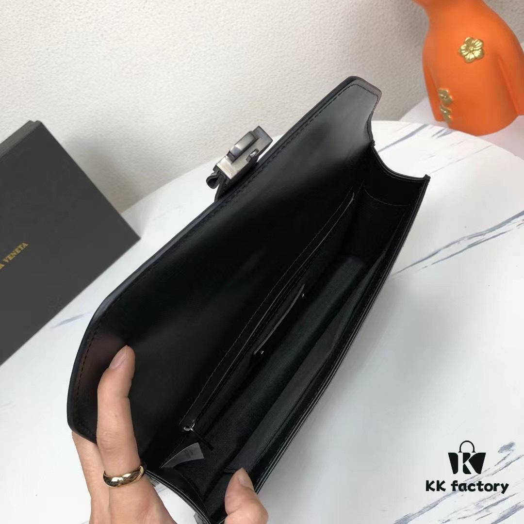 Box Included] BV Original Surplus Waxed Calfskin Clutch - 1 External Zipper Pocket, 1 Internal Zipper Pocket, 2 Inner Slip Pockets, Fits Cigarettes and Phone! Same as Boutique Version, High-End Quality. Model: 6681#, Color: Black, Dimensions: 29x18x5cm