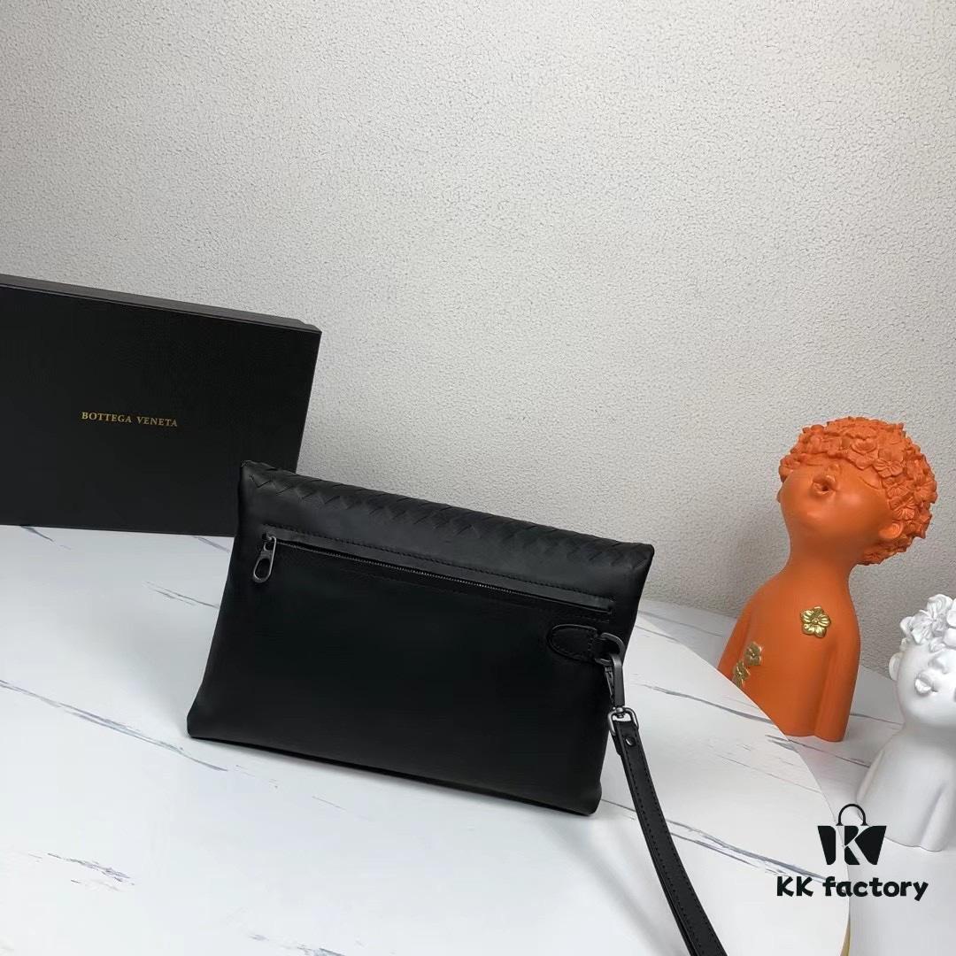 Bv Casual Clutch with Box - Blue, Imported Waxed Calfskin, Handcrafted Luxury Design