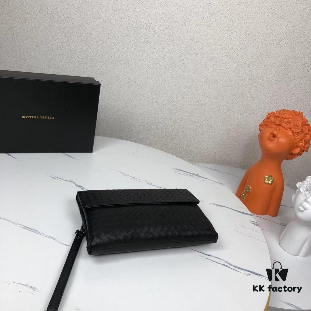 Bv Casual Clutch with Box - Blue, Imported Waxed Calfskin, Handcrafted Luxury Design