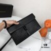 Bv Flap Clutch with Box - Premium Imported Waxed Cowhide, Luxury Hand-Stitched Weave, Gun Buckle Hardware, Elegant and Practical