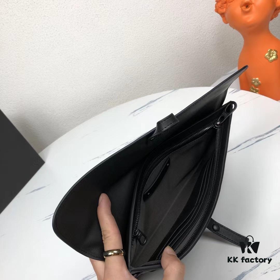 Bv Flap Clutch with Box - Premium Imported Waxed Cowhide, Luxury Hand-Stitched Weave, Gun Buckle Hardware, Elegant and Practical