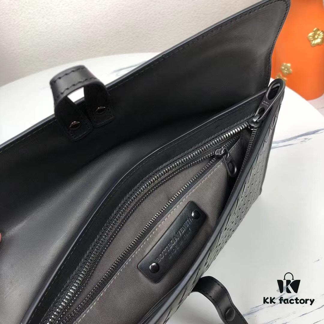 Bv Flap Clutch with Box - Premium Imported Waxed Cowhide, Luxury Hand-Stitched Weave, Gun Buckle Hardware, Elegant and Practical