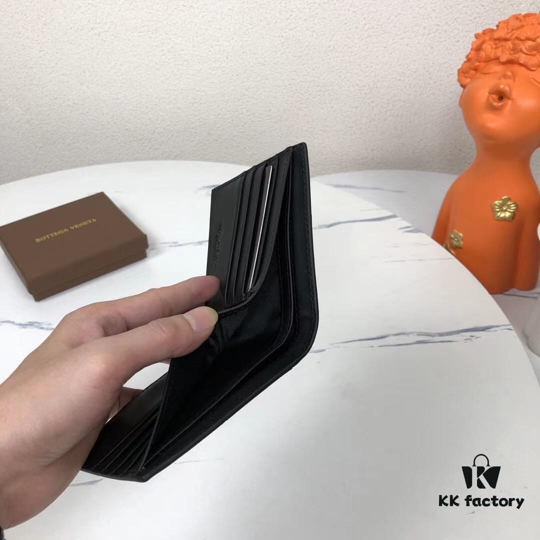 Bv🦋 Woven Wallet Short Style, Premium Imported Wax Cowhide, Handcrafted with Elegant Simplicity, 8 Card Slots Included