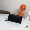 Bottega Veneta Wallet in Black Wax-Treated Calfskin - Style No. 1256 (Medium Braid)