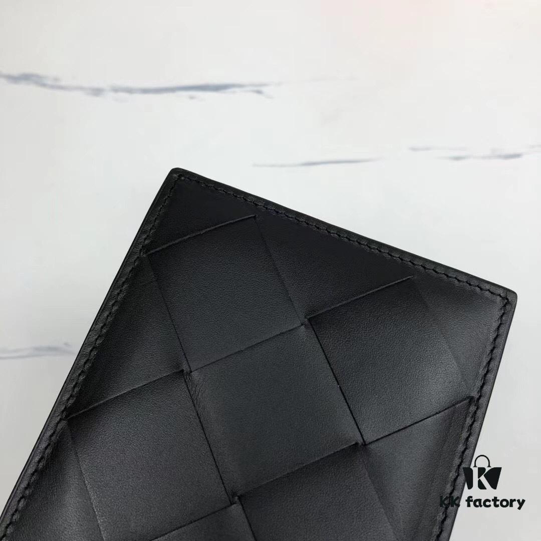 Bv🦋 Woven Wallet Short Style, Premium Imported Wax Cowhide, Handcrafted Braid, Minimalist Fashion Design, Excellent Craftsmanship, 8 Card Slots ✅ Model: 8855# (Large Braid), Color: Black, Size: 11.5*10*2cm