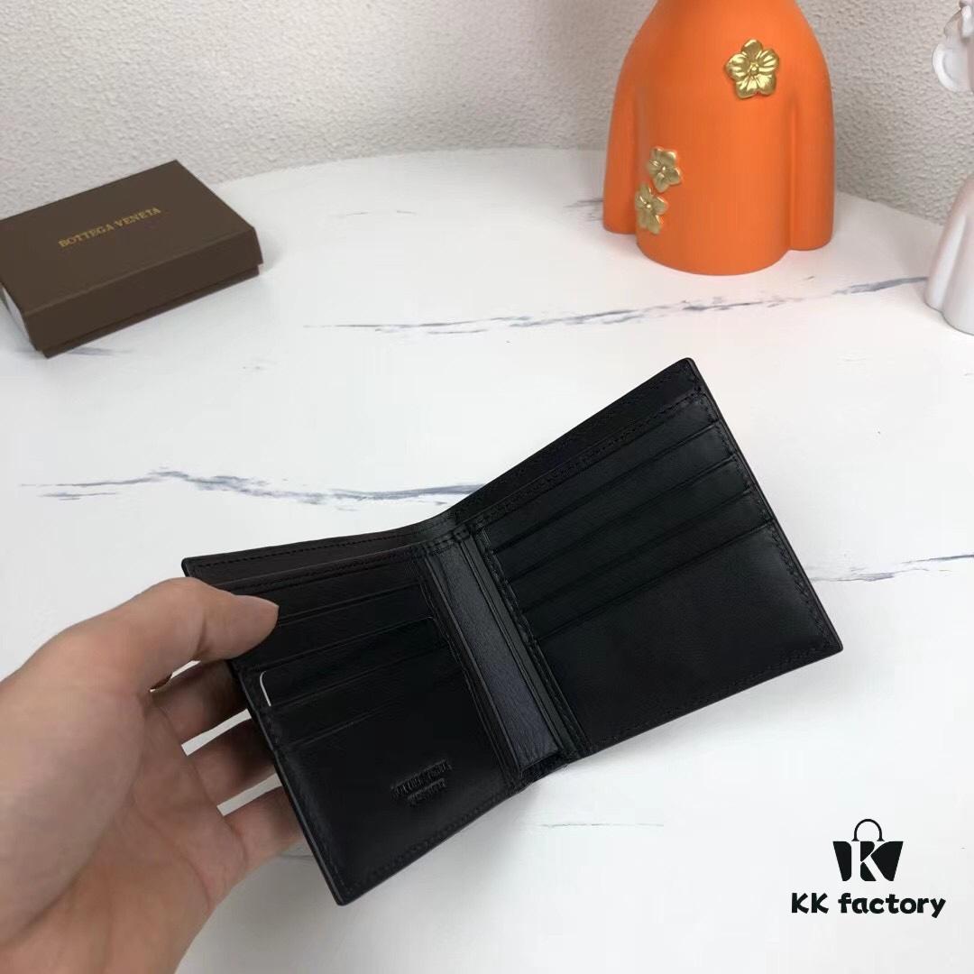 Bv🦋 Woven Wallet Short Style, Premium Imported Wax Cowhide, Handcrafted Braid, Minimalist Fashion Design, Excellent Craftsmanship, 8 Card Slots ✅ Model: 8855# (Large Braid), Color: Black, Size: 11.5*10*2cm