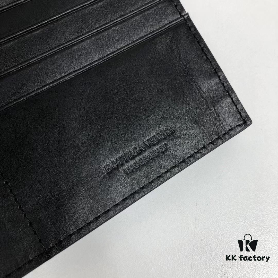 Bv🦋 Braided Wallet Long Style, Top-Grade Imported Waxed Cowhide 🐂, Handcrafted Weaving, Soft and Orderly, Fashionable and Minimalist, Excellent Craftsmanship, 10 Card Slots ✅ Model: 305# (Medium Weave), Color: Black, Size: 18.5*9.5*2cm