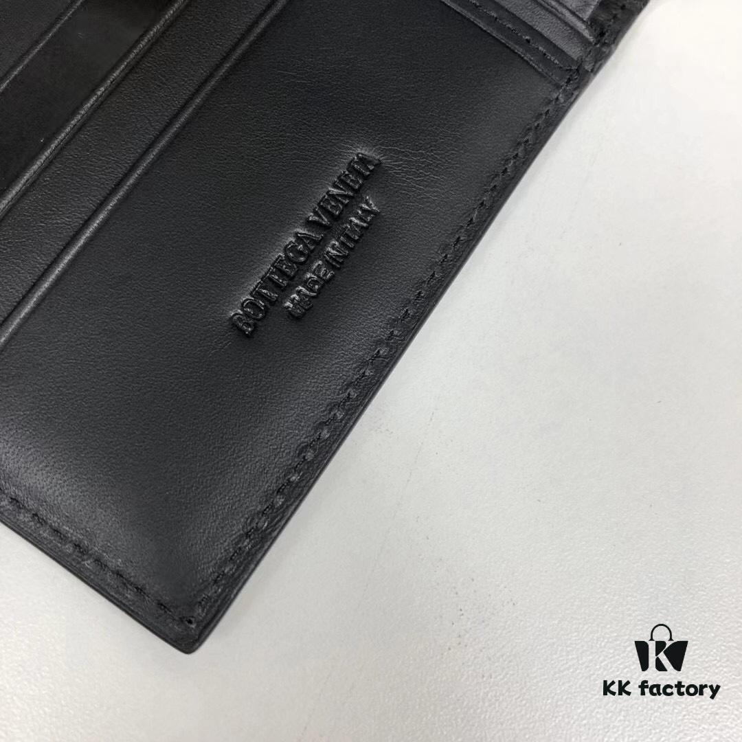 Bv🦋 Woven Wallet Short Style, Premium Imported Wax Cowhide, Handcrafted Braid, Minimalist Fashion Design, Excellent Craftsmanship, 8 Card Slots ✅ Model: 8855# (Large Braid), Color: Black, Size: 11.5*10*2cm