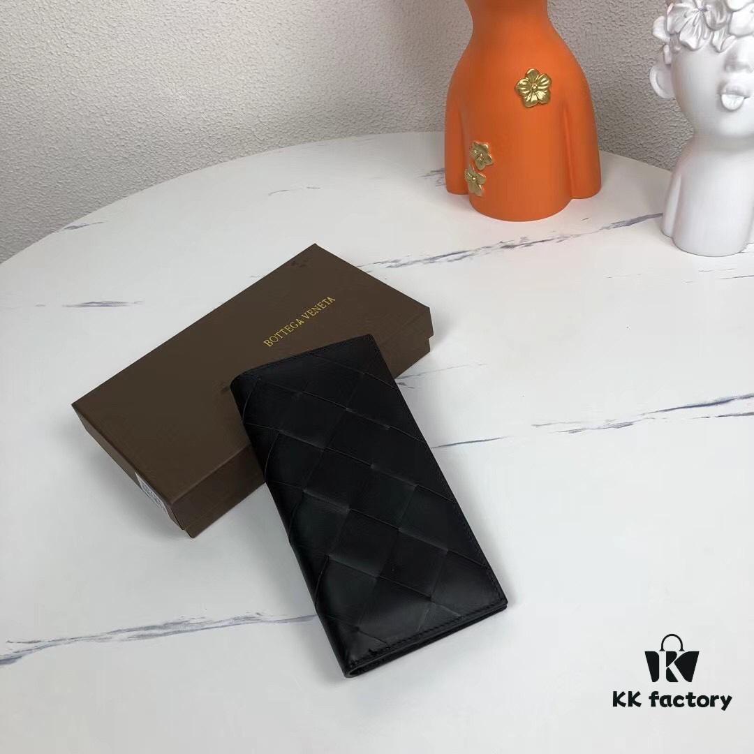 Bv🦋 Woven Wallet Long Style, Top-Grade Imported Wax Cowhide, Handcrafted Braid, Elegant and Minimalist Design, Excellent Craftsmanship, 10 Card Slots ✅ Model: 8875# (Large Braid), Color: Black, Size: 18.5*9.5*2cm