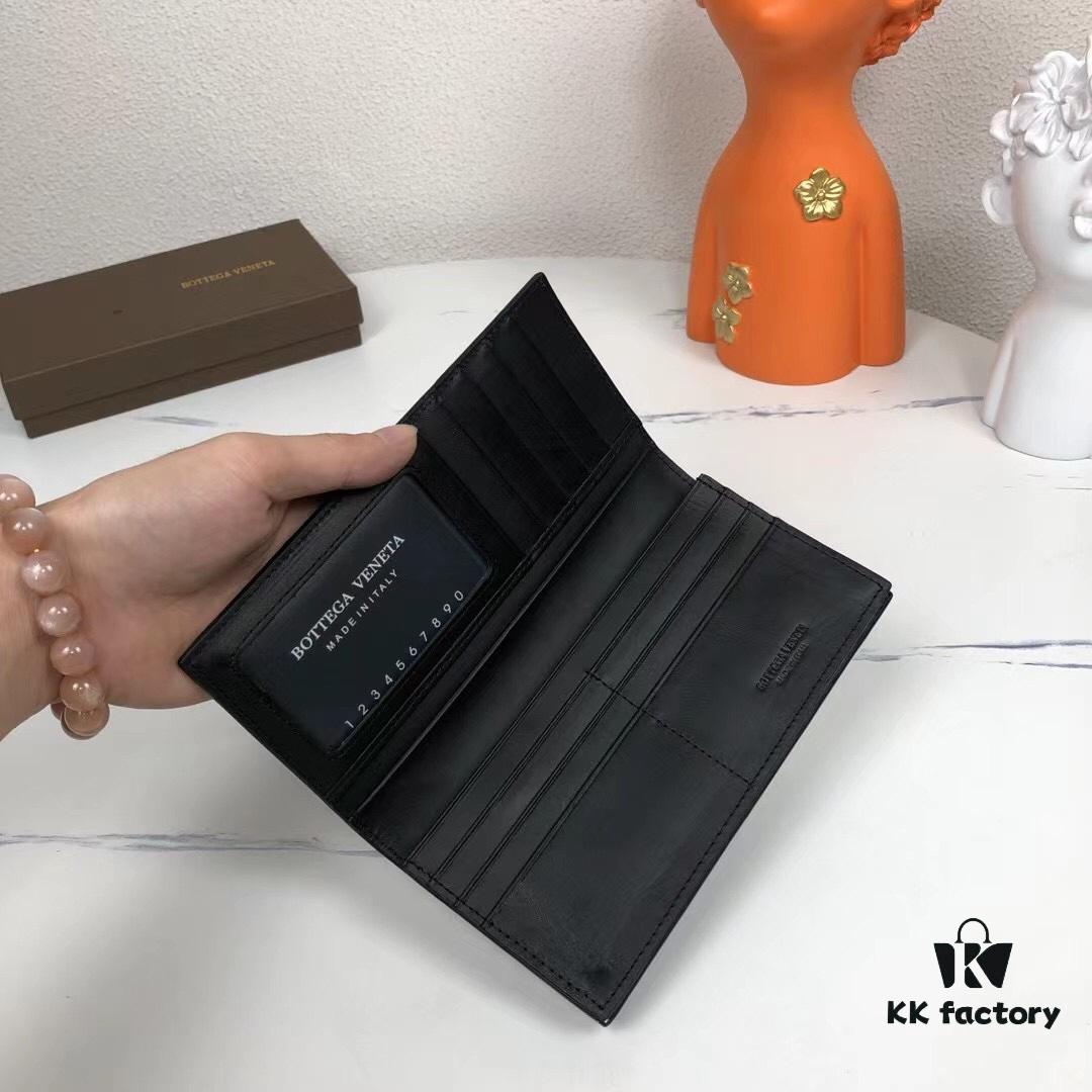 Bv🦋 Woven Wallet Long Style, Top-Grade Imported Wax Cowhide, Handcrafted Braid, Elegant and Minimalist Design, Excellent Craftsmanship, 10 Card Slots ✅ Model: 8875# (Large Braid), Color: Black, Size: 18.5*9.5*2cm