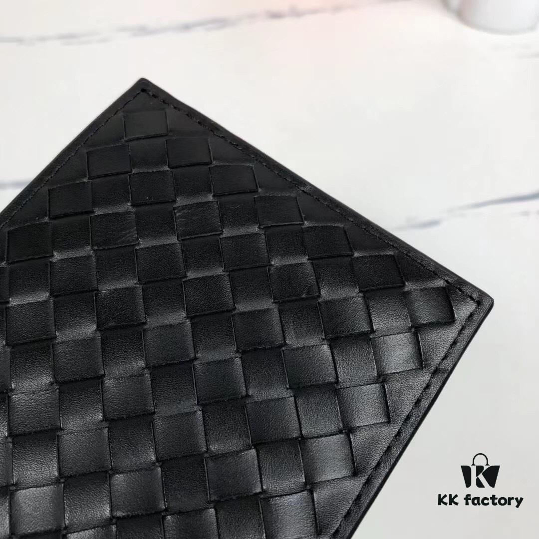 Bv🦋 Woven Wallet Short Style, Premium Imported Wax Leather, Handcrafted Braided, Soft and Organized, Fashionable and Minimalist, 8 Card Slots ✅ Model: 1730-1# (Small Braid) Color: Black, Size: 11.5*10*2cm