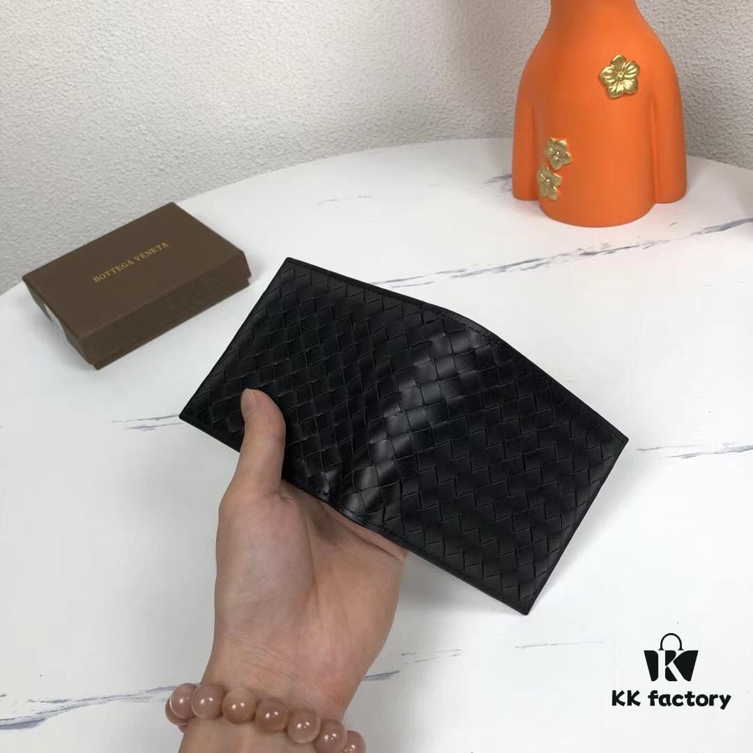 Bv🦋 Woven Wallet Short Style, Premium Imported Wax Leather, Handcrafted Braided, Soft and Organized, Fashionable and Minimalist, 8 Card Slots ✅ Model: 1730-1# (Small Braid) Color: Black, Size: 11.5*10*2cm