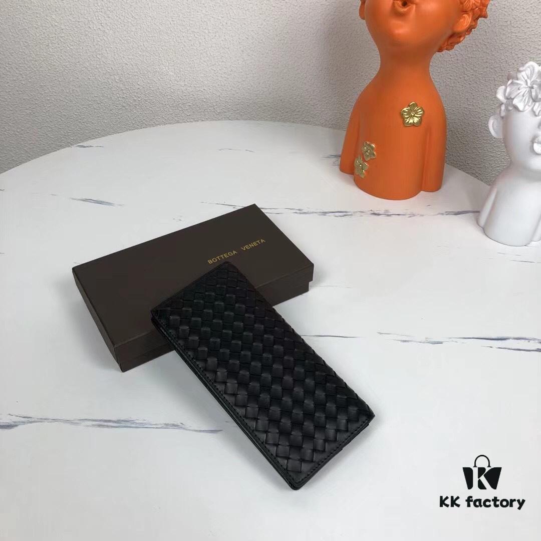 Bv🦋 Woven Wallet Long Style, Top-Grade Imported Wax Cowhide 🐂, Handcrafted Braid, Soft and Orderly, Fashionable and Minimalist, Excellent Craftsmanship, 10 Card Slots ✅