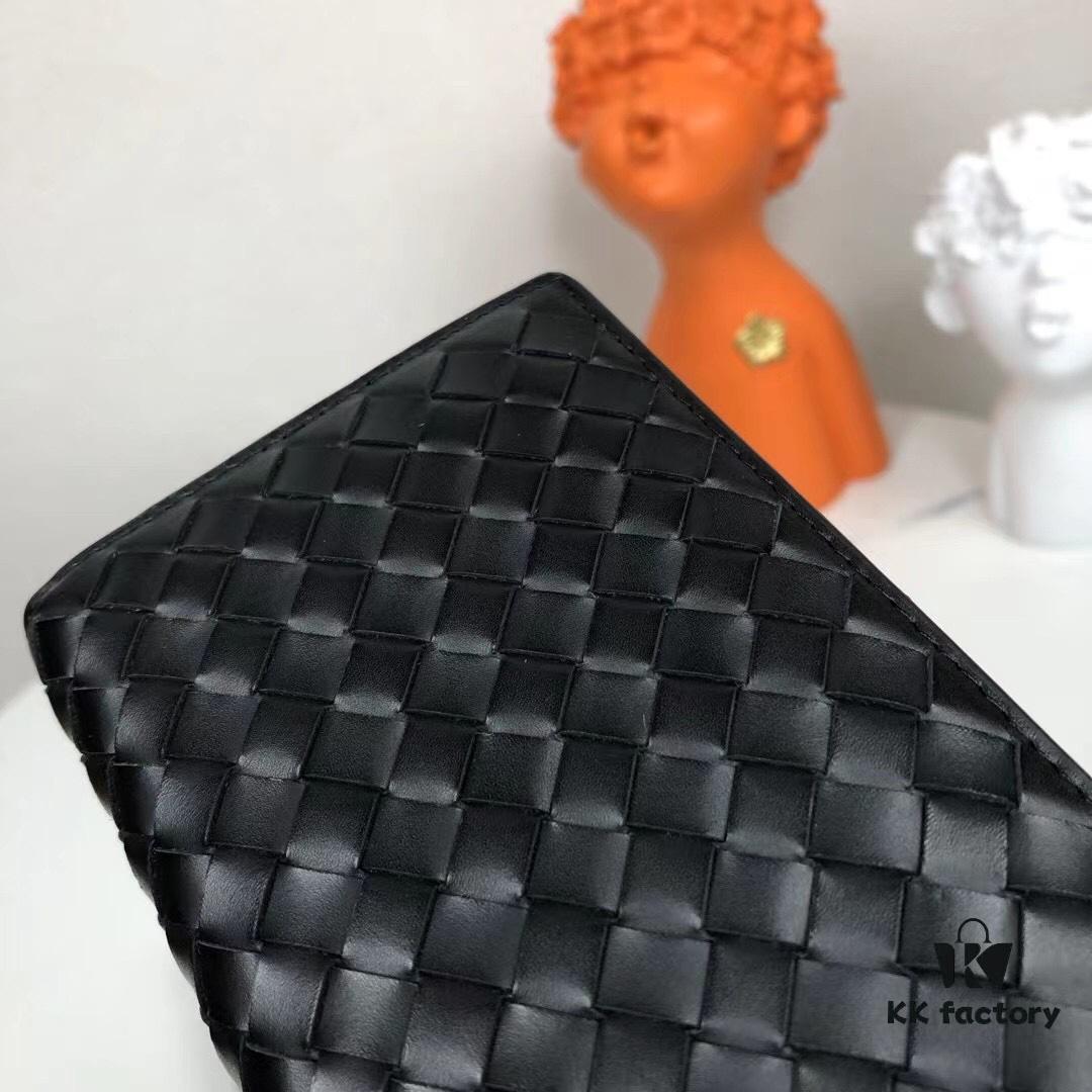 Bv🦋 Woven Wallet Long Style, Top-Grade Imported Wax Cowhide 🐂, Handcrafted Braid, Soft and Orderly, Fashionable and Minimalist, Excellent Craftsmanship, 10 Card Slots ✅