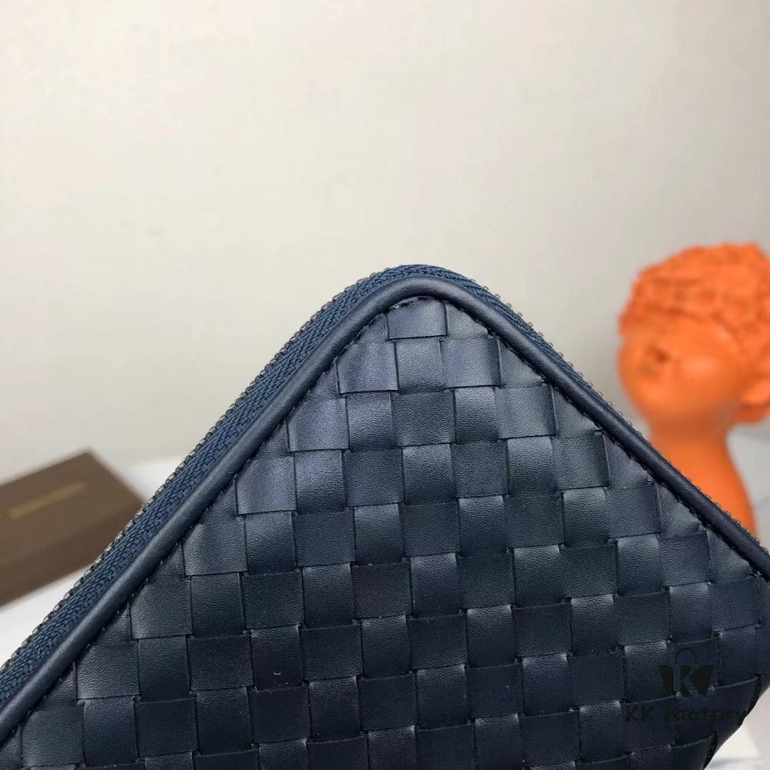 Bottega Veneta 1256# Blue Calfskin Handwoven Bag