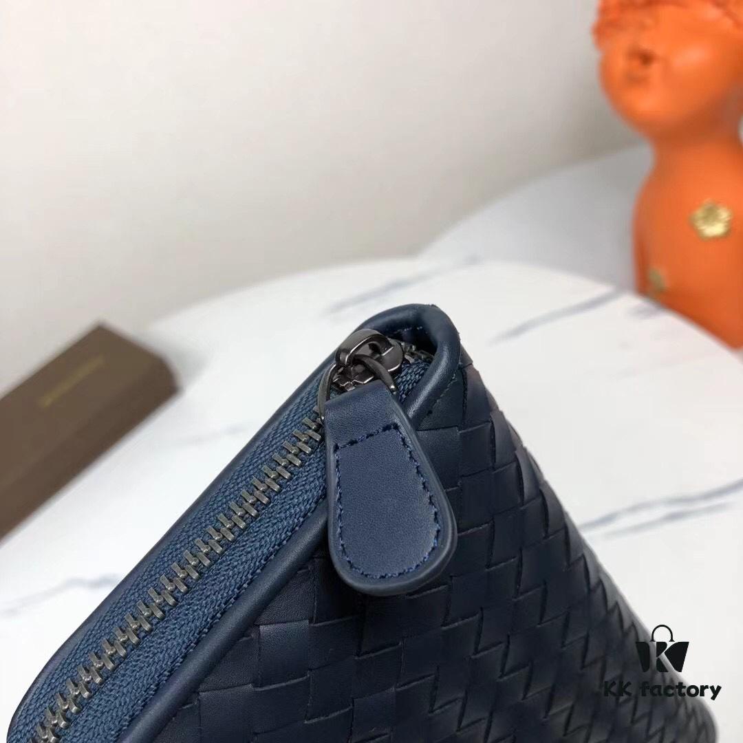 Bottega Veneta 1256# Blue Calfskin Handwoven Bag