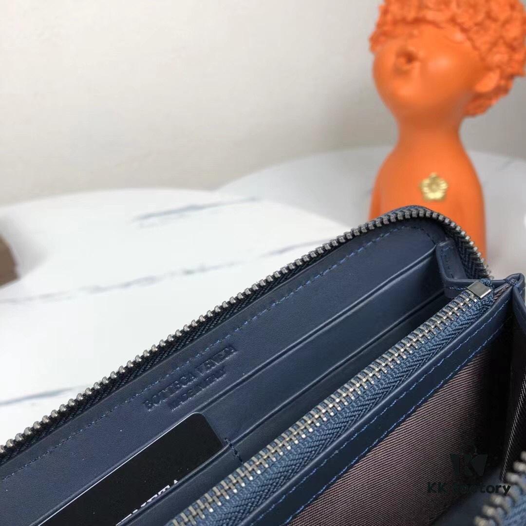 Bottega Veneta 1256# Blue Calfskin Handwoven Bag