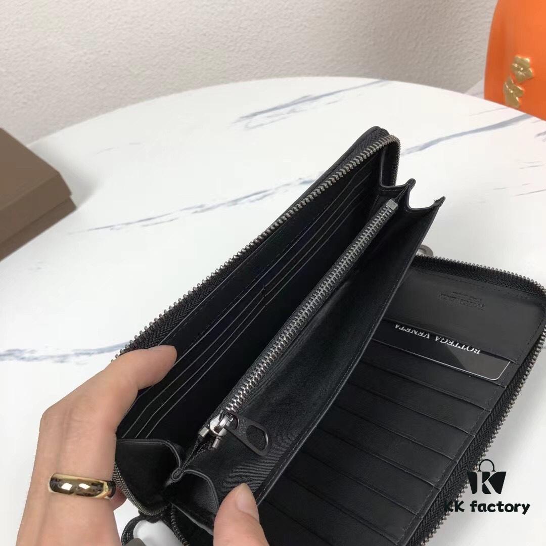 Bottega Veneta 1008# Black Waxed Calfskin Handwoven Bag