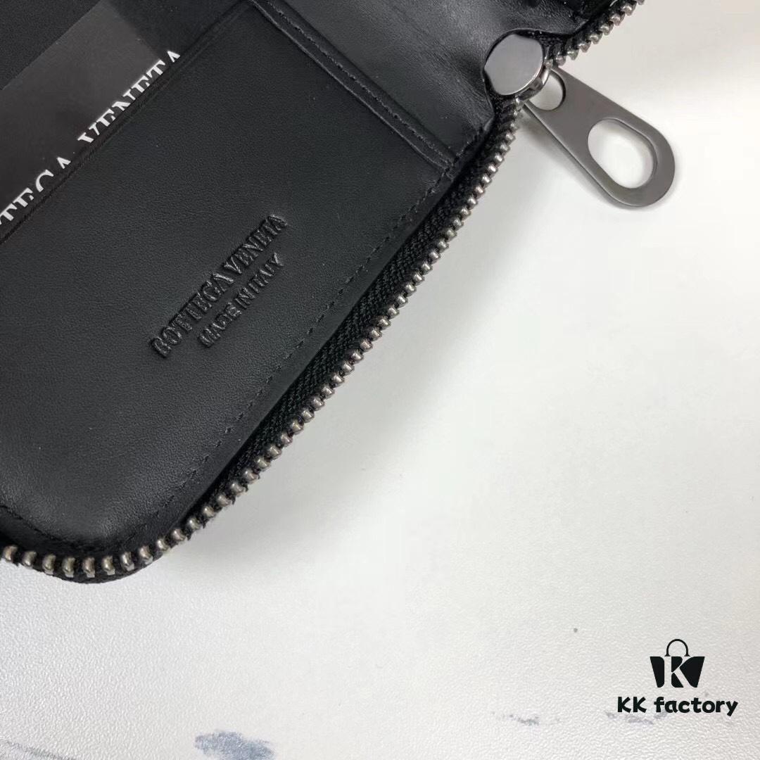 Bottega Veneta 1008# Black Waxed Calfskin Handwoven Bag