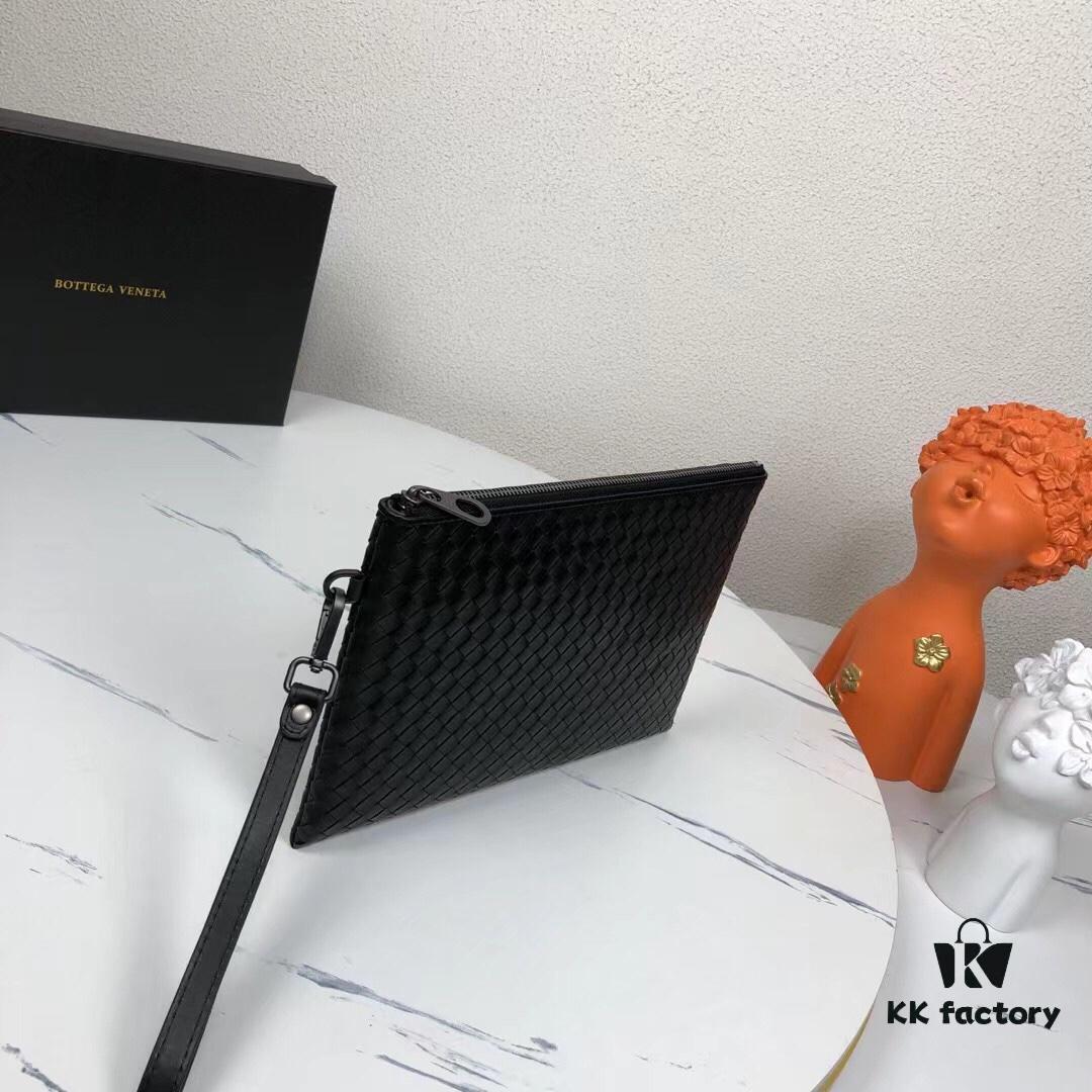 BV Men's Handbag with Box - Handcrafted Wax-Coated Cowhide, Braided Design Wallet and Clutch Combo