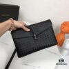 Bv Casual Clutch with Box 😎 Premium Imported Waxed Cowhide, Unique Design, Exquisite Craftsmanship, Elegant and Sophisticated - Model No. 6691#, Black, 27x18x4cm