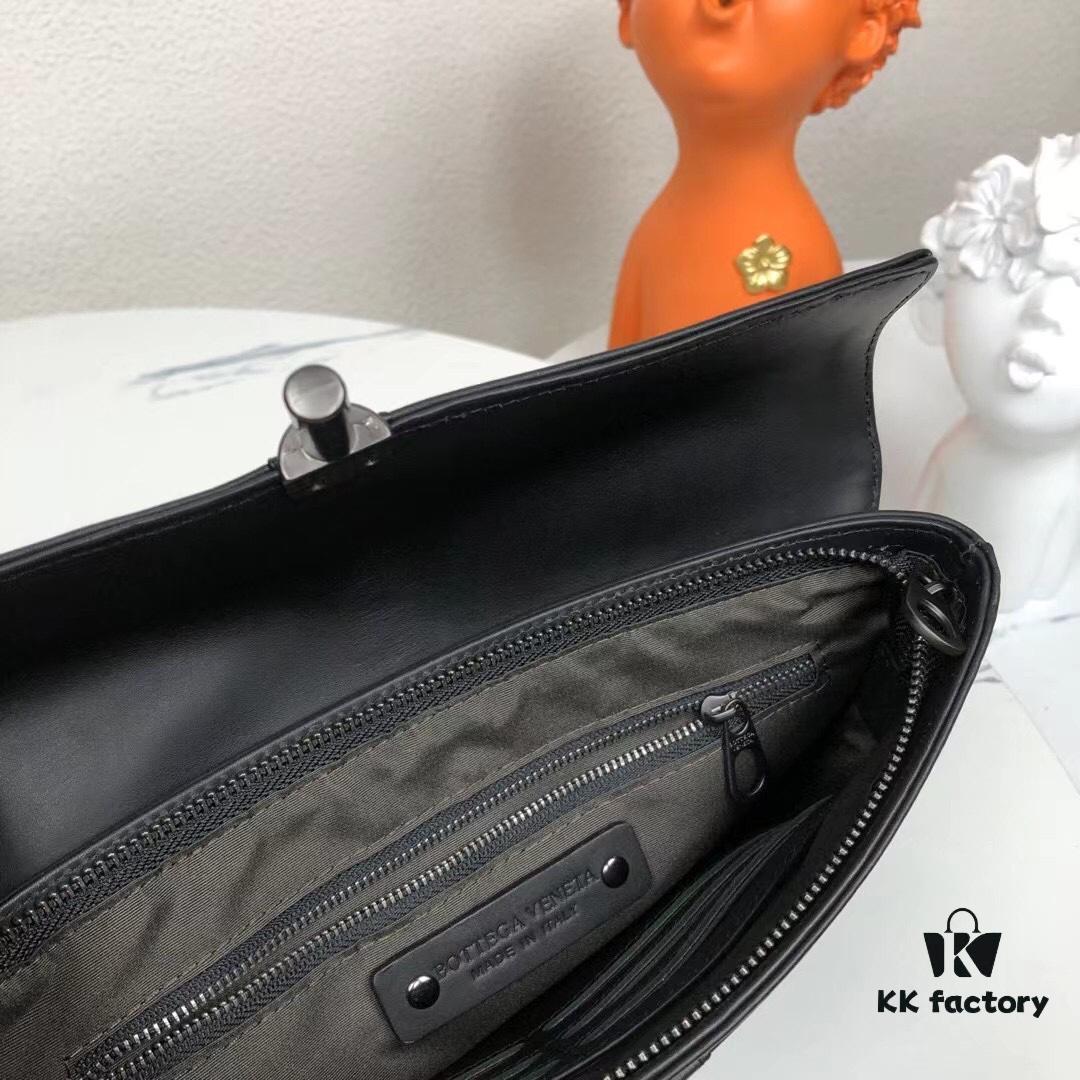 Bv Casual Clutch with Box 😎 Premium Imported Waxed Cowhide, Unique Design, Exquisite Craftsmanship, Elegant and Sophisticated - Model No. 6691#, Black, 27x18x4cm