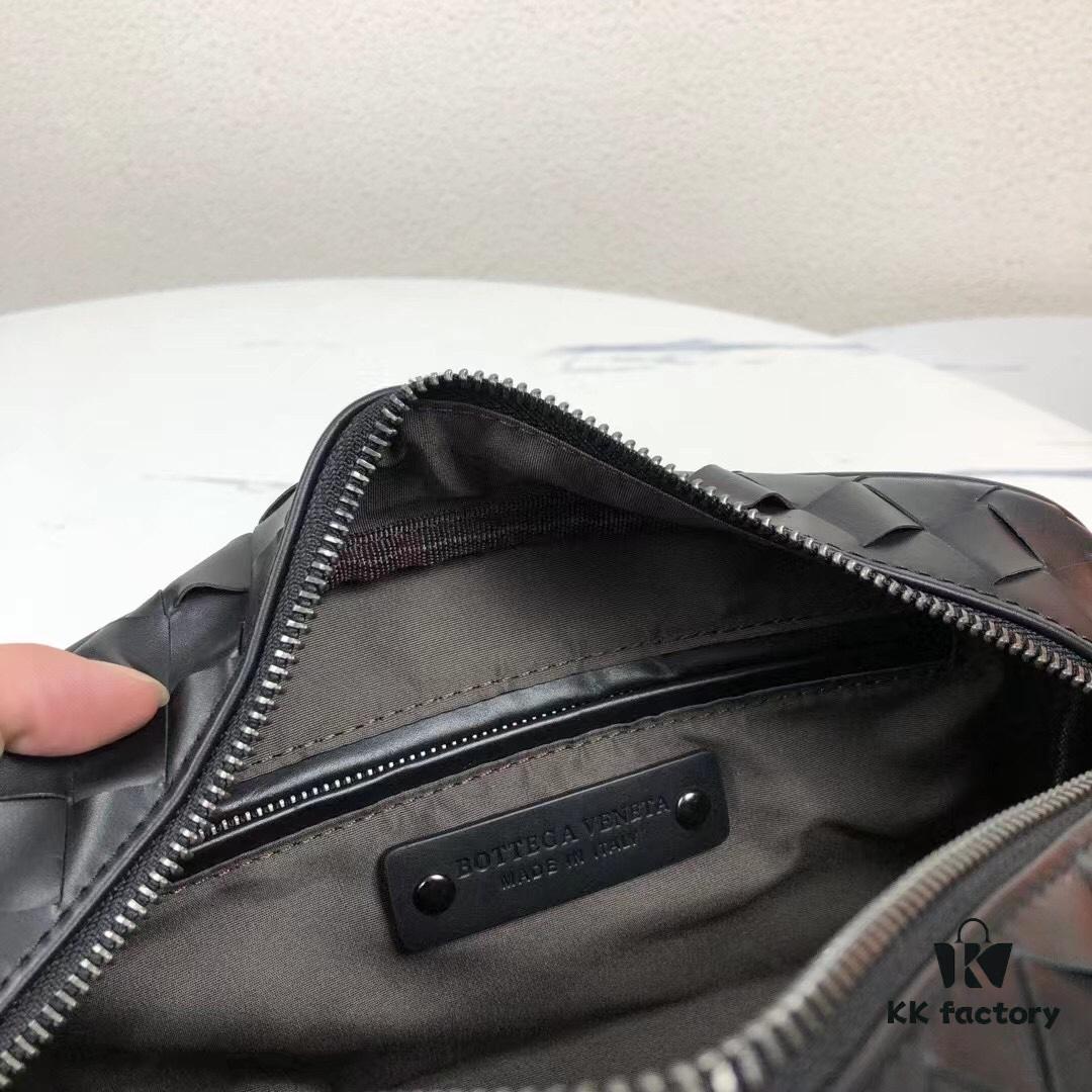 BV Pillow Handbag, Stylish and Handsome, Made with Imported Waxed Cowhide, Fully Hand-Woven, Gray Lining