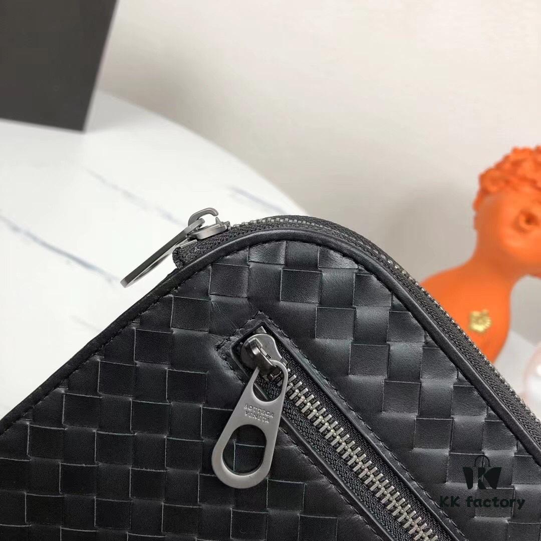 BV Woven Clutch with Box 🍀🍀 Top-Tier Imported Wax-Coated Calfskin, Practical Functionality and Elegant Seven-Character Zipper Design That Directly Captivates Men's Hearts, More Convenient to Carry