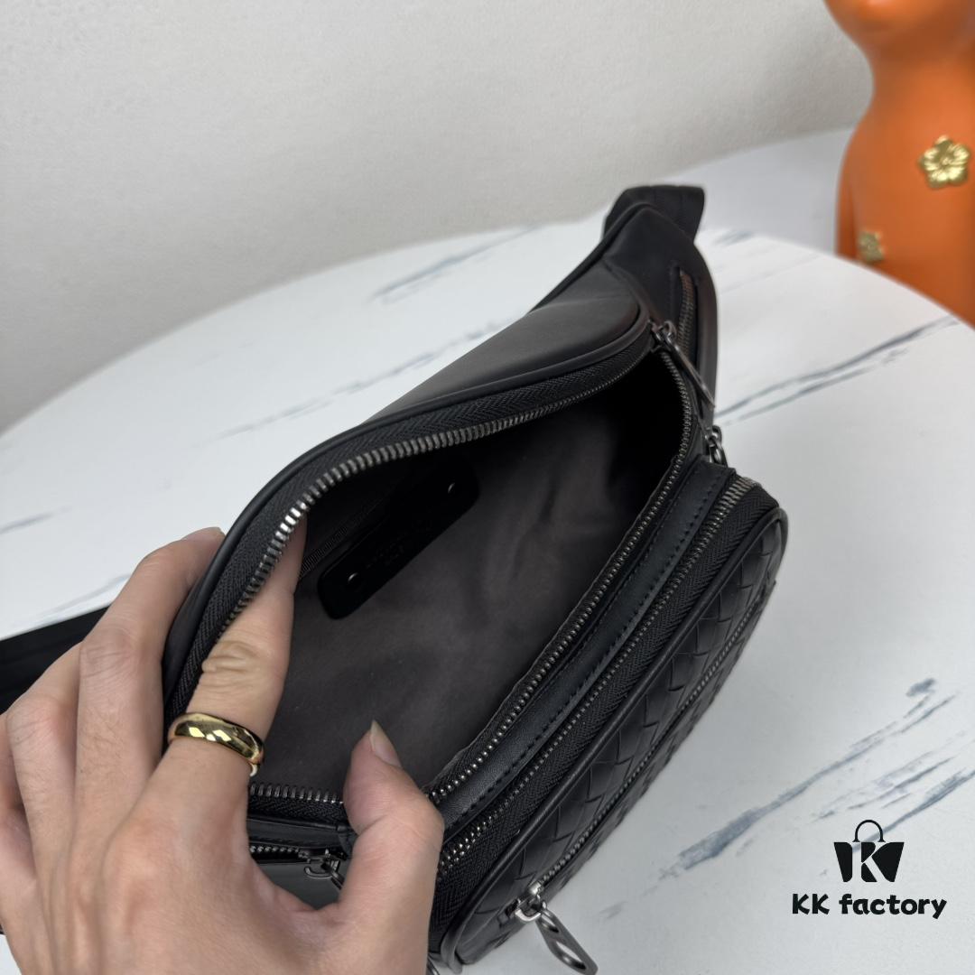 BV Latest Men's Waist Bag, Original Quality, Top-Grade Waxed Calfskin Leather, Elegant Design, Premium Craftsmanship