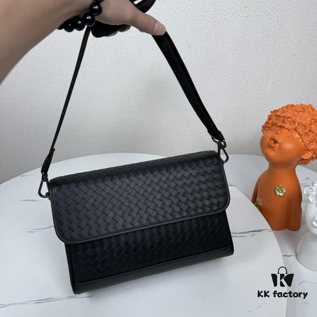 BV Latest Men's Shoulder Bag Original Quality Top-Grade Waxed Calfskin