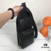 BV Latest Men's Top-Grade Leather Chest Bag, Model 821#, Black