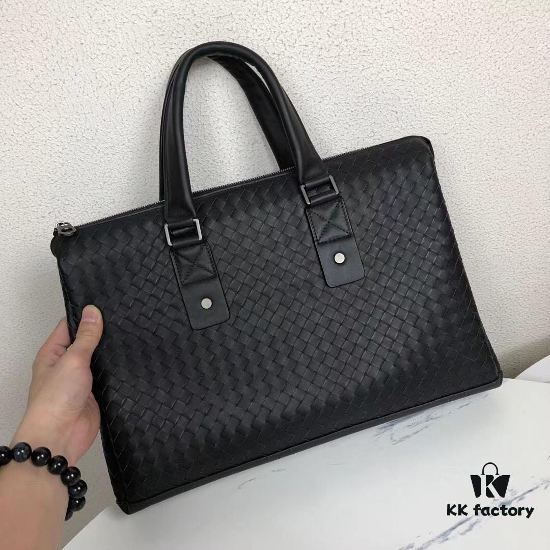 BV Multi-Compartment Top-Quality Genuine Leather Handbag - Premium Waxed Cowhide, Original Order Hardware, Exclusive Design 828# Black 40/26/10cm