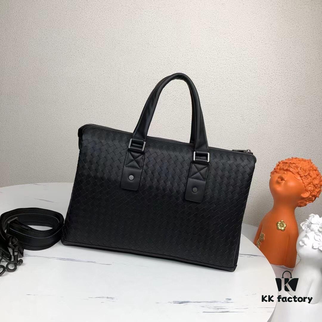 BV Multi-Compartment Top-Quality Genuine Leather Handbag - Premium Waxed Cowhide, Original Order Hardware, Exclusive Design 828# Black 40/26/10cm