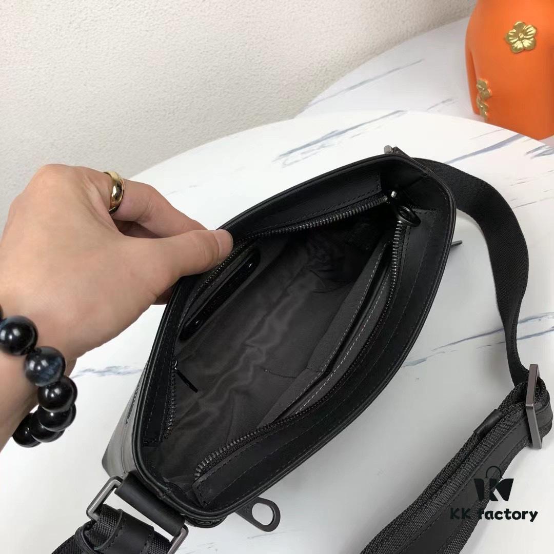 BV Latest Men's Shoulder Bag 813# in Black - Premium Top-Grade Waxed Calfskin, Exquisite Craftsmanship