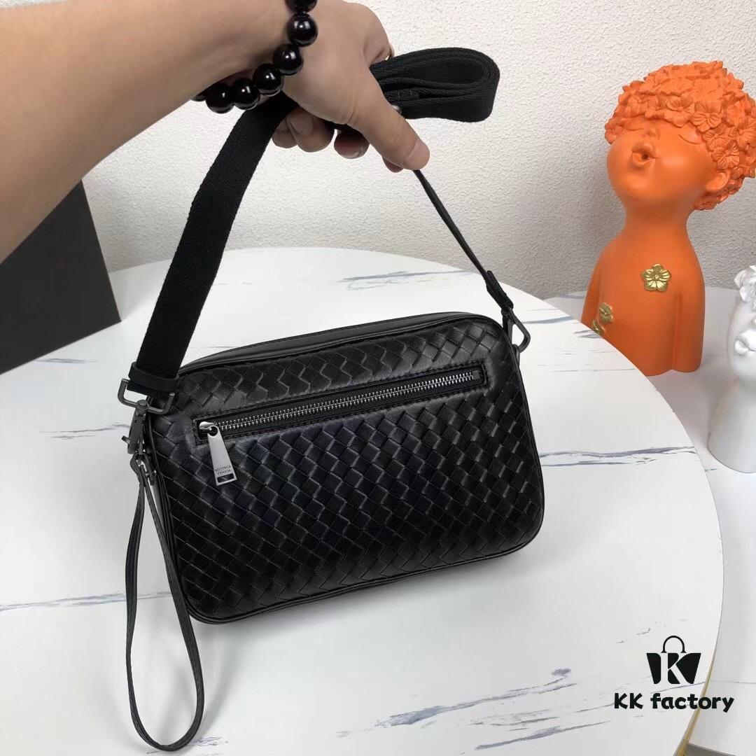 Bv New Classic Woven Leather Mini Messenger Bag with Box, Adjustable Crossbody or Clutch Use