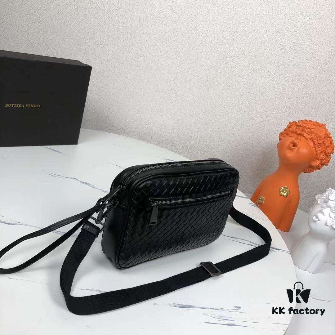 Bv New Classic Woven Leather Mini Messenger Bag with Box, Adjustable Crossbody or Clutch Use