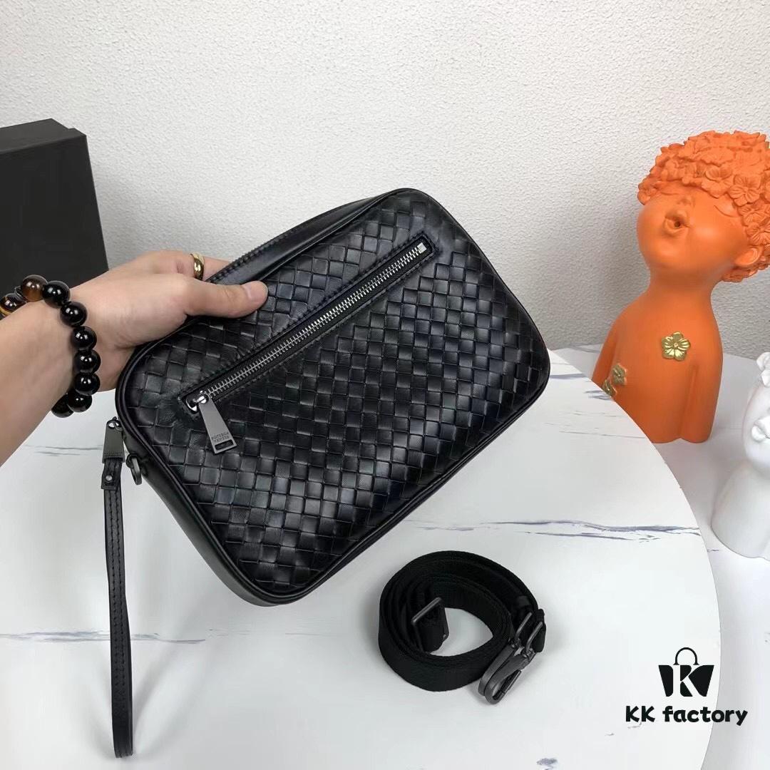 Bv New Classic Woven Leather Mini Messenger Bag with Box, Adjustable Crossbody or Clutch Use