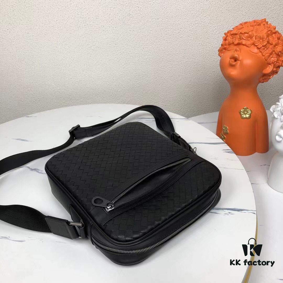 BV Men's Crossbody Messenger Bag in Black - 808L#