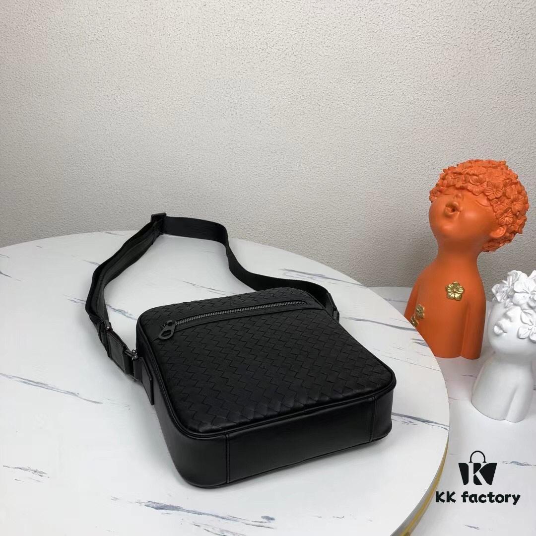 BV Men's Crossbody Messenger Bag in Black - 808L#