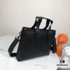 Top-Quality Genuine Waxed Calfskin Handbag - Style 822# Black