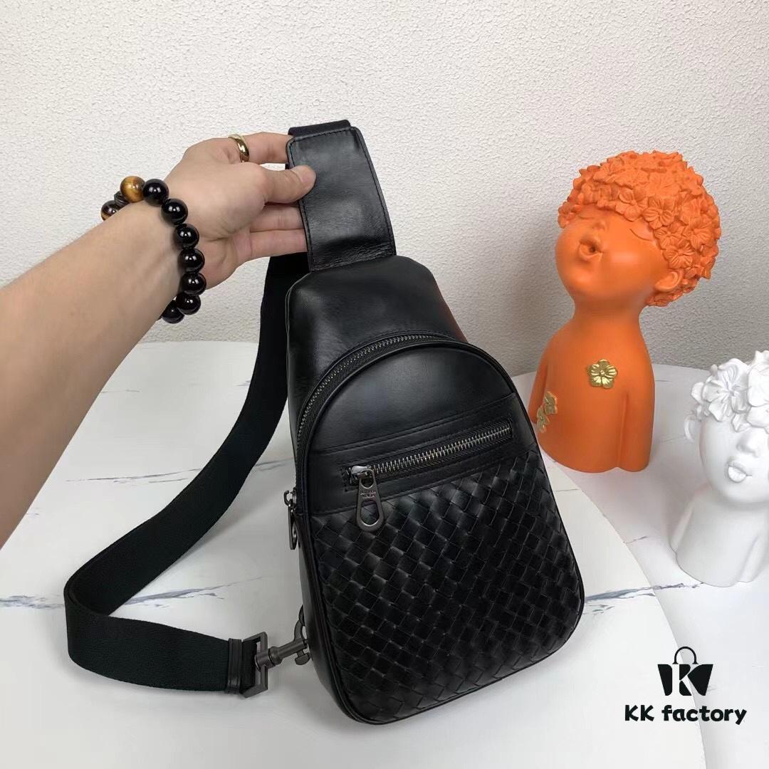 Bv Men's Chest Bag, Minimalist Design with Premium Leather Emphasis