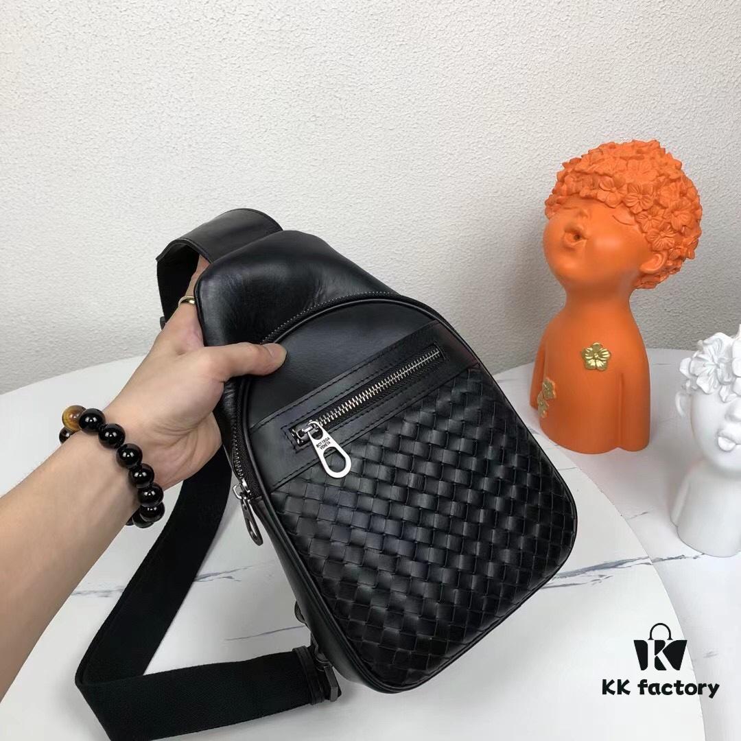 Bv Men's Chest Bag, Minimalist Design with Premium Leather Emphasis