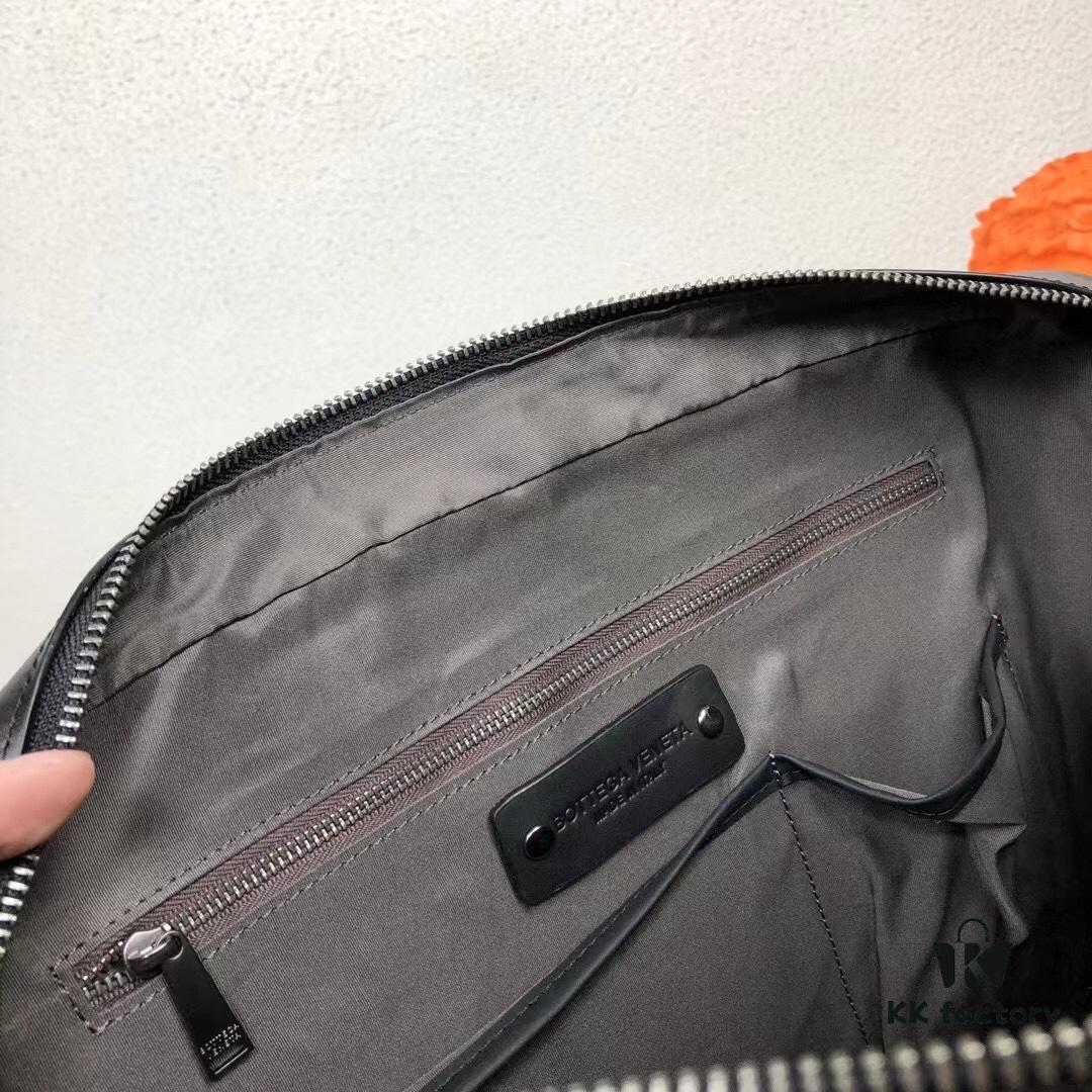 BV Men's Business Briefcase Handbag, Imported Waxed Cowhide Woven Design with Silver-Tone Hardware, Latest European Style Lining, Fashionable and Casual