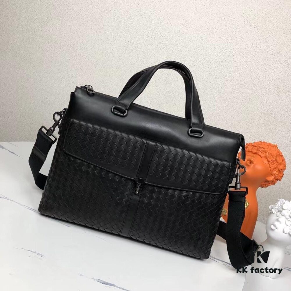 BV Latest Men's Business Briefcase Original Quality Top-Grade Waxed Calfskin Luxurious Feel Exclusive Hardware Elegant Design Exquisite Craftsmanship Premium Look 38x28.5cm