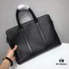 BV Briefcase Dual-Zip Laptop Bag Made from Premium Imported Calfskin, Handwoven with Double Compartment Design